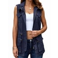 thumbnail image 1 of Women Sleeveless Casual Vest Lightweight Drawstring Jackets with Pockets, 1 of 5