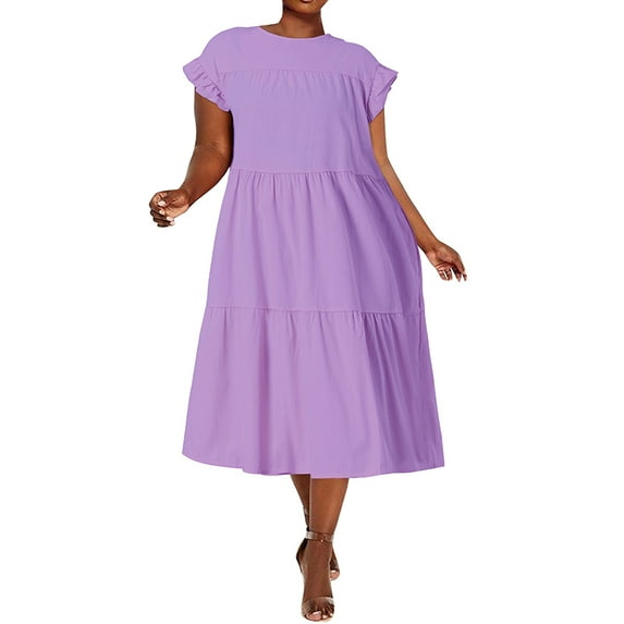 Women's Sleeveless Casual Ruffle-Trim Midi Dresses