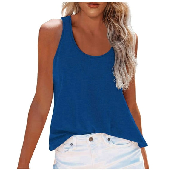 Women's Sleeveless Casual T-Shirt Soft Comfortable Slim Fit O Neck Solid Color Summer Top Blouse
