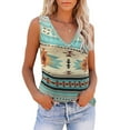 thumbnail image 1 of Women's Sleeveless Casual Tank Tops T-Shirt V-Neck Tank Vest Pullover Blouses (Cyan 2XL), 1 of 6