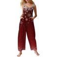 thumbnail image 1 of Women's Sleeveless Christmas Print Jumpsuit - Casual Cotton Romper, Red Size M, 1 of 7