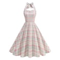 thumbnail image 1 of Women's Sleeveless Cold Shoulder Plaid Print Casual Summer Dress, 1 of 8