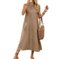 thumbnail image 1 of Women’s Sleeveless Crew Neck Loose Fit Maxi Dress  Casual Style, Pockets Included, 1 of 3