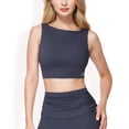 thumbnail image 1 of Women's Sleeveless Crop Top with High Neckline - Small, Navy, 1 of 7