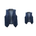 thumbnail image 1 of Women's Sleeveless Denim Vest, V-Neck Button Down Jean Waistcoat Jacket, 1 of 5