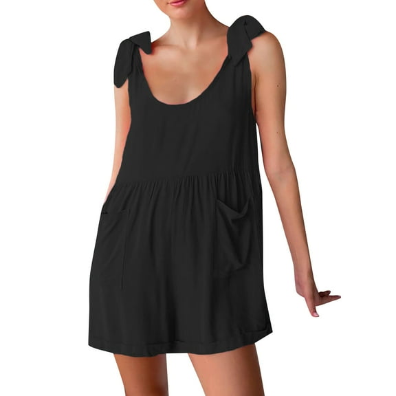Women's Sleeveless Design Solid Color Loose Casual Romper Overall Woman Chiffon Overlay Jumpsuit Cropped Jumpsuits for Women Camisole Jumpsuit for Women Denim Pantsuit for Women Interview Attire for