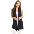 thumbnail image 1 of Women's Sleeveless Draped Open Front Cardigan Vest Made in USA, 1 of 4