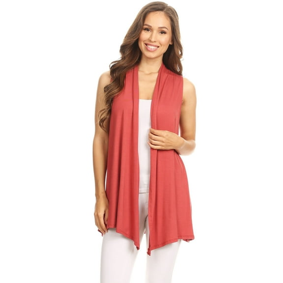 Women's Sleeveless Draped Open Front Cardigan Vest