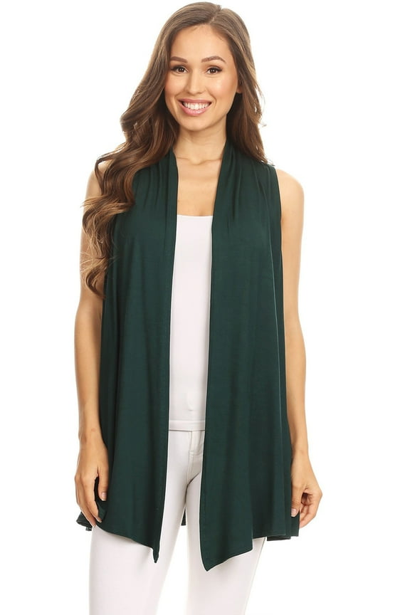 Women's Sleeveless Draped Open Front Cardigan Vest