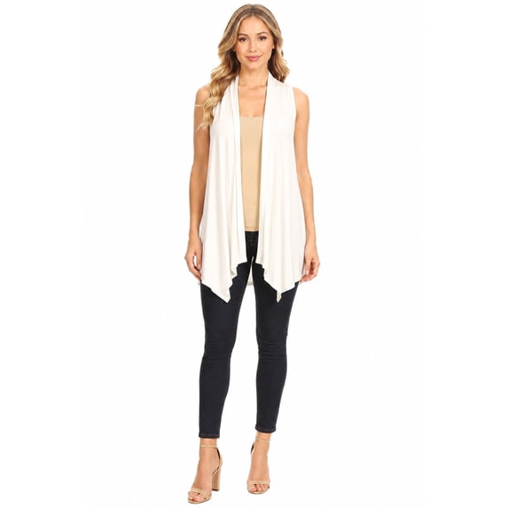 Women's Sleeveless Draped Open Front Cardigan Vest