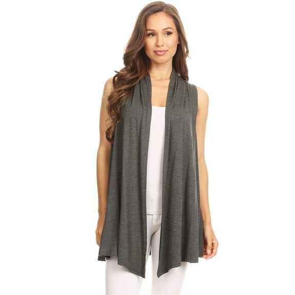 Women's Sleeveless Draped Open Front Cardigan Vest Made in USA