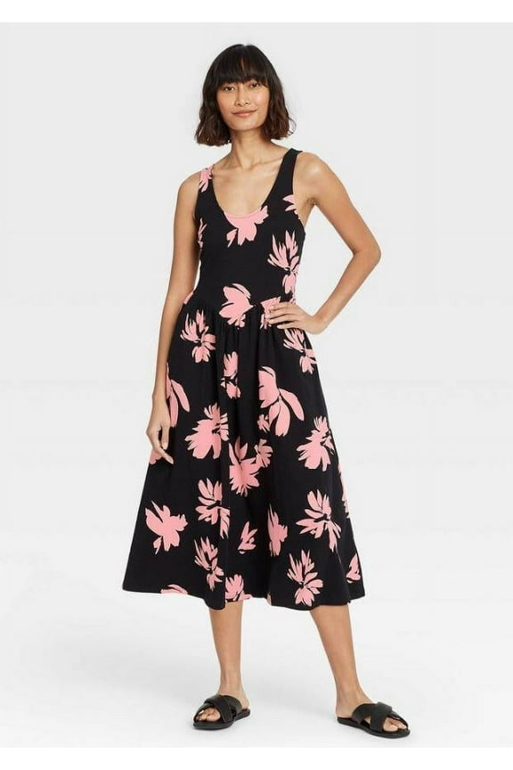 Women's Sleeveless Dress - Who What Wear Black Basin Floral M