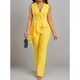 thumbnail image 1 of Women's Sleeveless Elegant Jumpsuit with Peplum Waist – V-Neck One Piece Outfit for Party or Office Wear, 1 of 7