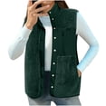 thumbnail image 1 of Women's Sleeveless Faux Fur Vest, Stand Collar Patchwork Jacket, Lightweight Fleece Vest with 3 Pockets, Casual Commute Vest, Button Front Vest Light Green XXL, 1 of 5