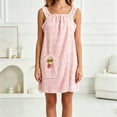 thumbnail image 1 of Women's Sleeveless Fleece Bath Wrap Button Down Short Robe with Pocket and Cherry Embellishment Sleepwear, 1 of 6