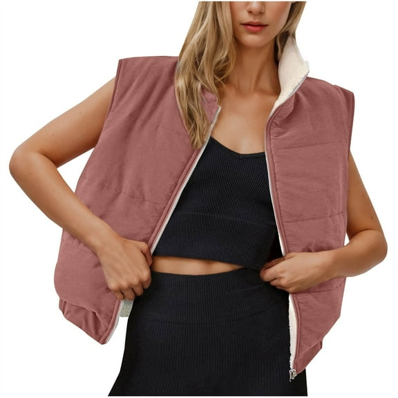 Women's Sleeveless Fleece Casual Vest Coat with Attached Hat for Winter Warmth Wear