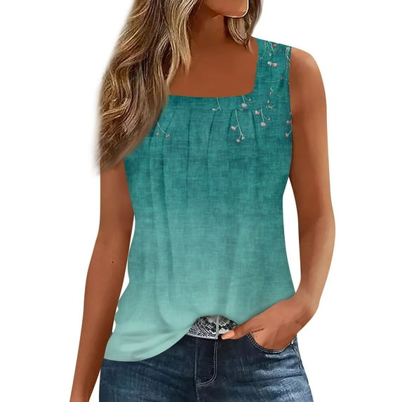 Women's Sleeveless Floral Embroidered Tank Top, Casual Summer Blouse, Lightweight Gradient Design, Pink, M-XXL