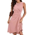 thumbnail image 1 of Women's Sleeveless Floral Print A Line Dress Ruched Waist, 1 of 9