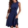 thumbnail image 1 of Women's Sleeveless Floral Print A Line Dress Ruched Waist, 1 of 8