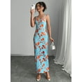 thumbnail image 1 of Women's Sleeveless Floral Print Maxi Dress,Bodycon with V-Neck, backless dress Casual Wear Spaghetti Strap Womenswear dress, 1 of 5