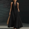 thumbnail image 1 of Women's Sleeveless Flowy A-Line Dress V-Neck Solid Color Casual Summer, 1 of 8