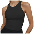 thumbnail image 1 of Womens Sleeveless Racerback High Crewneck,Women’S Ribbed Cotton Razprback Tank Top,Crewneck Top Tank Women(Size:L), 1 of 7