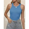 thumbnail image 1 of Women's Sleeveless Full Length Fitted Racerback Workout Crew Neck Basic Tank Top, 1 of 5