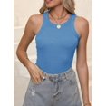 thumbnail image 1 of Women's Sleeveless Full Length Fitted Racerback Workout Crew Neck Basic Tank Top, 1 of 5