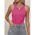 thumbnail image 1 of Women's Sleeveless Full Length Fitted Racerback Workout Crew Neck Basic Tank Top, 1 of 5