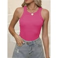 thumbnail image 1 of Women's Sleeveless Full Length Fitted Racerback Workout Crew Neck Basic Tank Top, 1 of 5