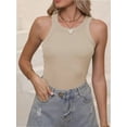 thumbnail image 1 of Women's Sleeveless Full Length Fitted Racerback Workout Crew Neck Basic Tank Top, 1 of 5