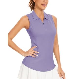 Women's Sleeveless Golf Polo Shirt 1/4 Zip Collared Tennis Workout Tank Top Quick Dry Athletic Shirt