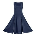 thumbnail image 1 of Women's Sleeveless Gothic Dress Halloween Costumes Renaissance Vintage Medieval Solid Color Cosplay Midi Dresses S-2XL, 1 of 6