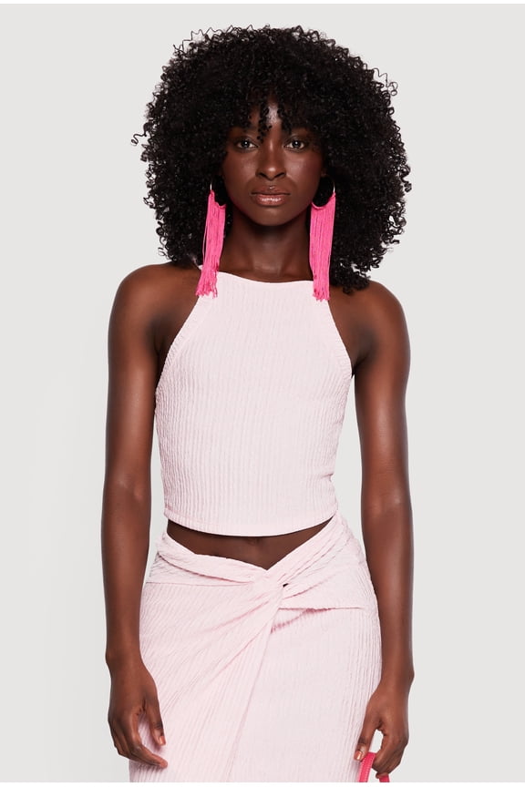 Women's Sleeveless Halter Neck Crop Top