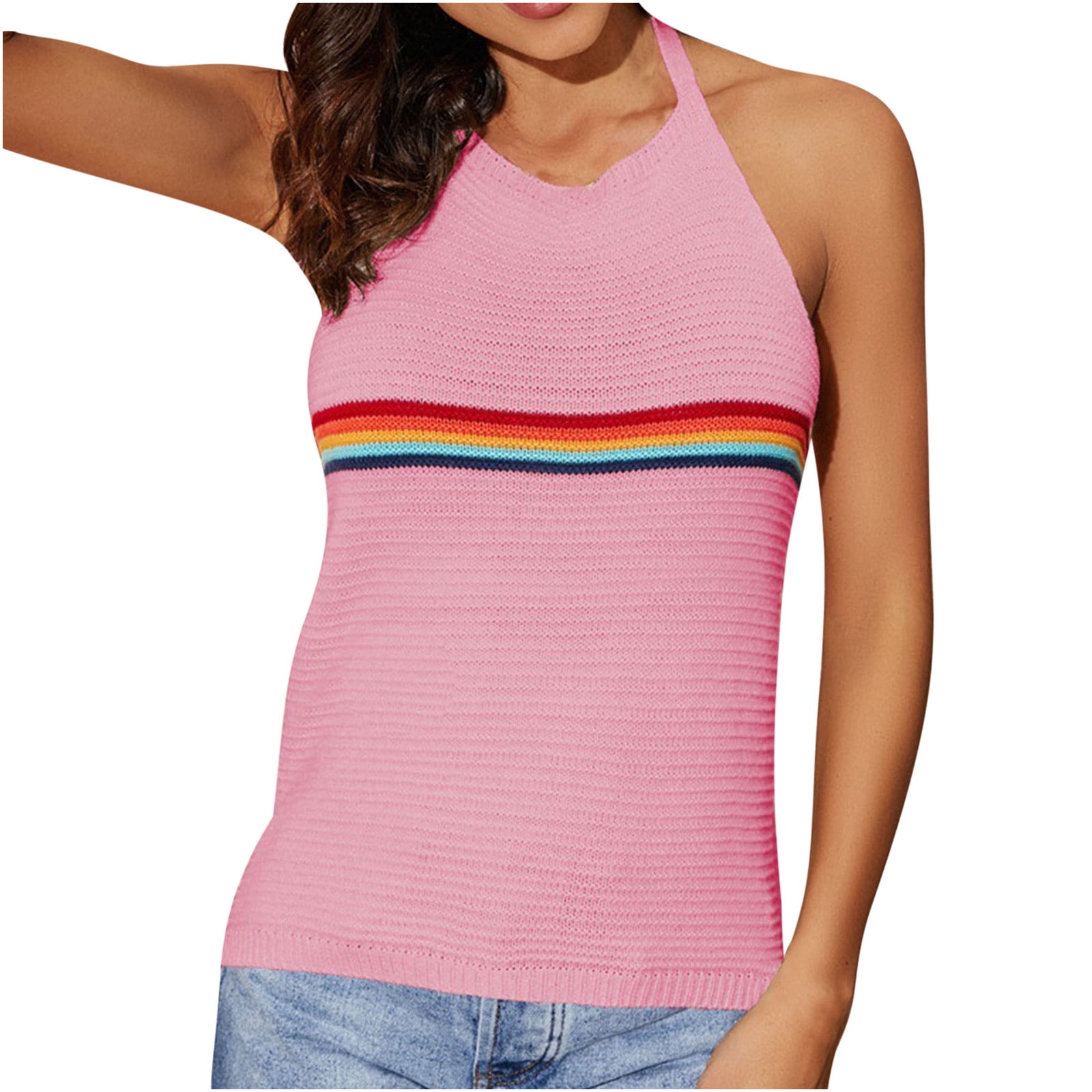 SweatyRocks Women's Sleeveless Halter Twist Front Crop Top – Ribbed Knit Slim Fit Tank - View #6