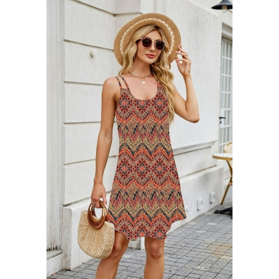 New Women's Sleeveless Halterneck Printed Suspender Dress