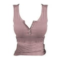 thumbnail image 1 of Women's Sleeveless Henley Tank Tops Ribbed V Neck Button Down T Shirts Summer Slim Fit Tee Tops Fitted Casual Basic Tank Tops Trendy Soft Stretch Summer Sleeveless Basic Cami Top Pink L, 1 of 4