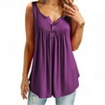 thumbnail image 1 of Women's Sleeveless Henley V Neck T-Shirt Pleated Casual Flowy Tunic Blouse Tops, 1 of 4