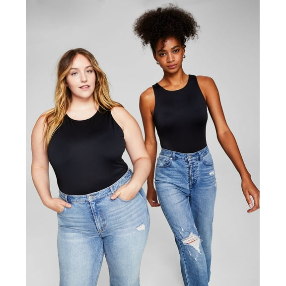 Women's Sleeveless High Neck Bodysuit, XS-4X Black XS