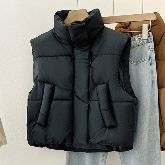 Women's Sleeveless Hooded Jacket, Winter Warm Cardigan with Front Zipper and Dual Pockets, Lightweight Polyester Coat for Casual Daily Outdoor Wear