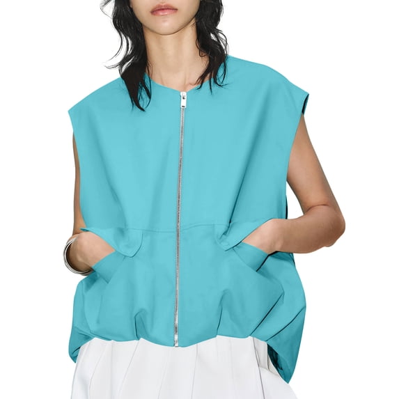 Women's Sleeveless Hooded Vest Casual Fashion Zipper Pocket Jacket for Outdoor Wear