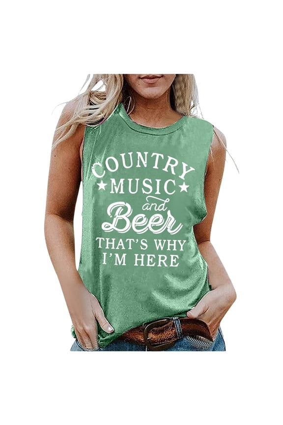 Women's Sleeveless Letter Print Casual Tank Top Round Neck Summer Vest Comfortable Breathable Fashion Tee