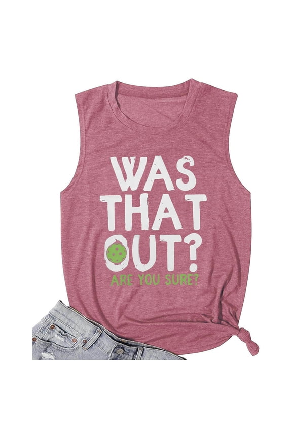 Women's Sleeveless Letter Print Casual Tank Top - Round Neck Summer Vest