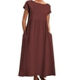 thumbnail image 1 of Women's Sleeveless Linen Blend Maxi Dress with Pockets - Solid Color Loose Fit, Polyester Fabric for All Occasions, 1 of 4