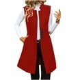 thumbnail image 1 of Women's Sleeveless Long Blazer Vest Open Front Elegant Business Work Cardigan Solid Woolen Suit, 1 of 7