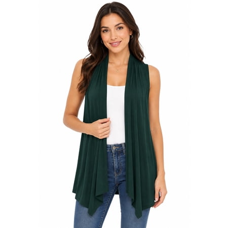 Women's Sleeveless Long Body Cardigan Vest S-3XL