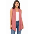thumbnail image 1 of Women's Sleeveless Long Body Open Draped Front Solid Cardigan Vest S-3XL, 1 of 5