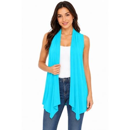 Women's Sleeveless Long Body Cardigan Vest S-3XL