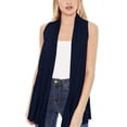 thumbnail image 1 of Women's Sleeveless Long Body Open Draped Front Solid Cardigan Vest S-3XL, 1 of 4