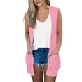 thumbnail image 1 of Women's Sleeveless Long Cardigan Open Front Loose Cover Up with Side Pockets Lightweight Layering Piece for Spring, 1 of 7